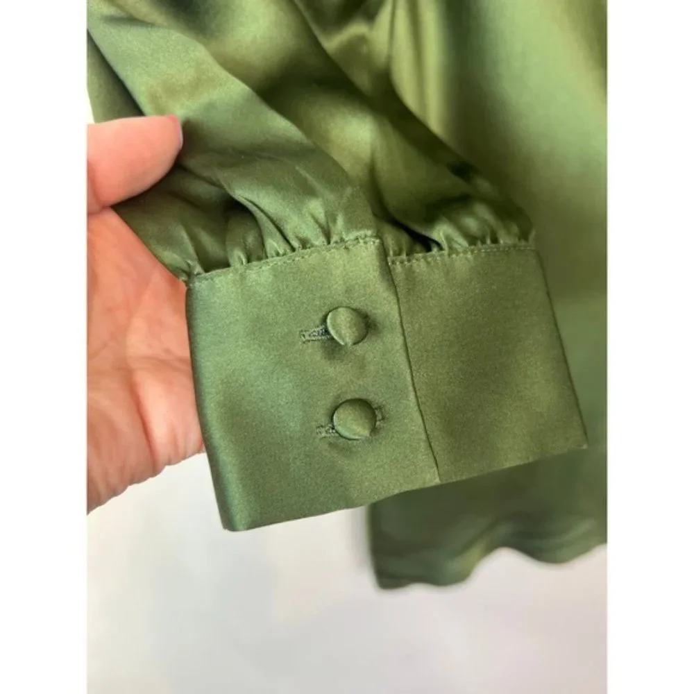 NWT Cami NYC Juanita Silk One-Shoulder Long Sleeve Rosemary Green Mini Dress - Picture 7 of 8